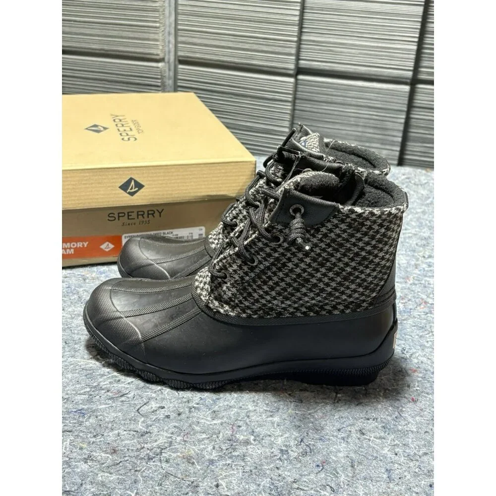 Sperry Syren Gulf Women 6.5 Black Suede/Leather Duck Boot Rainboots STS85110‎